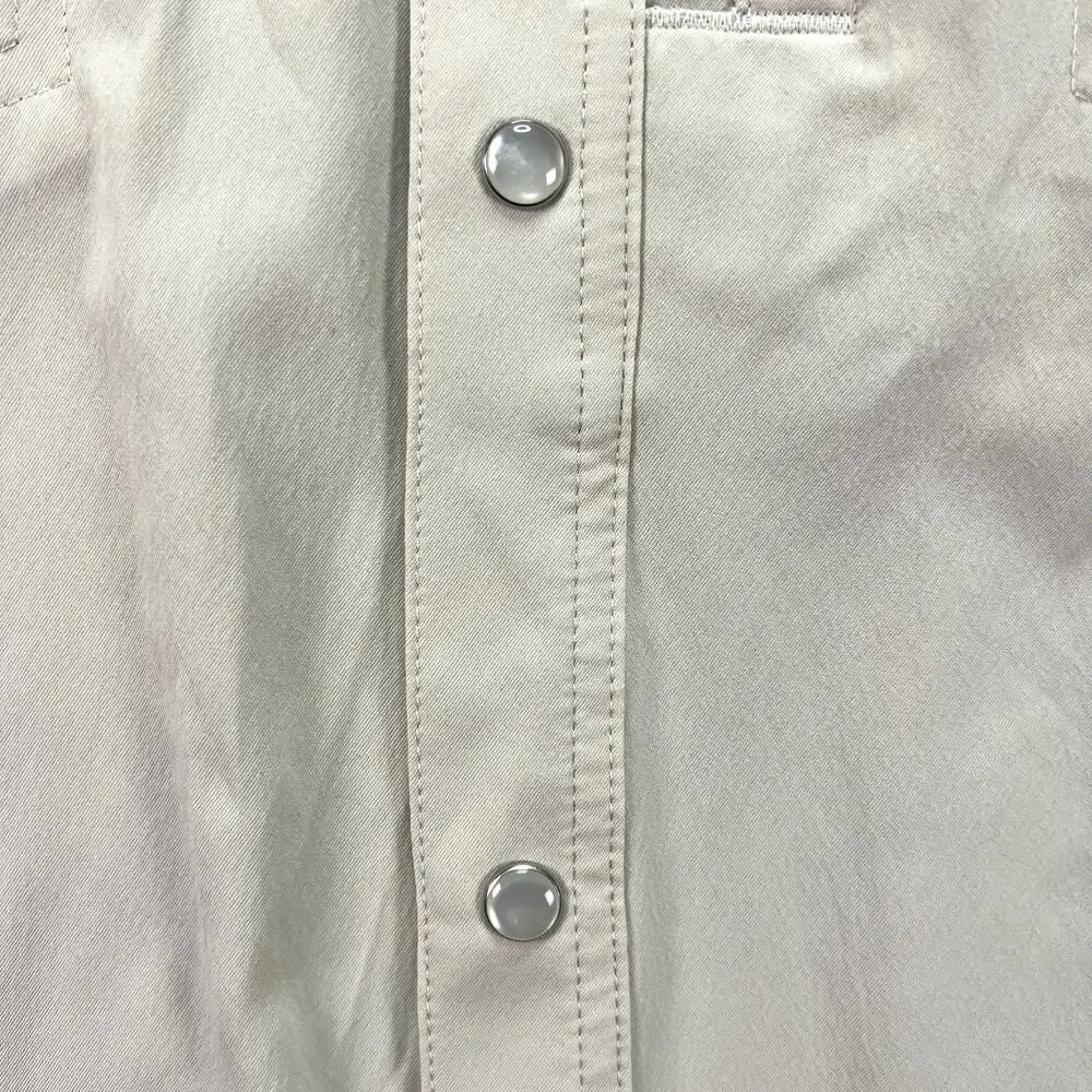 Poncho Pecos Pearl Snap Shirt Mens XL L/S Khaki Tan Western Fishing Performance - Picture 10 of 16